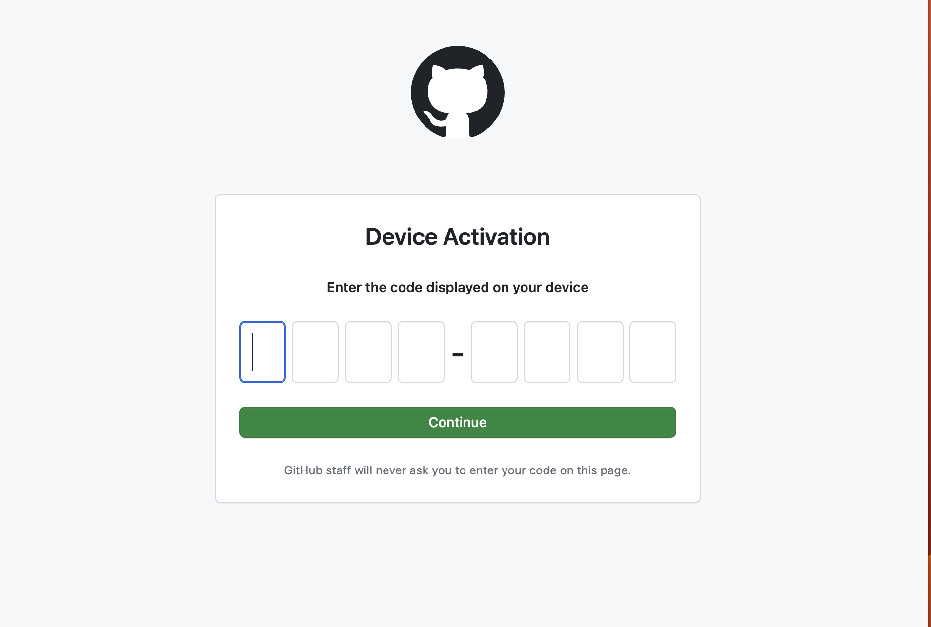 Device Flow Code Input Page