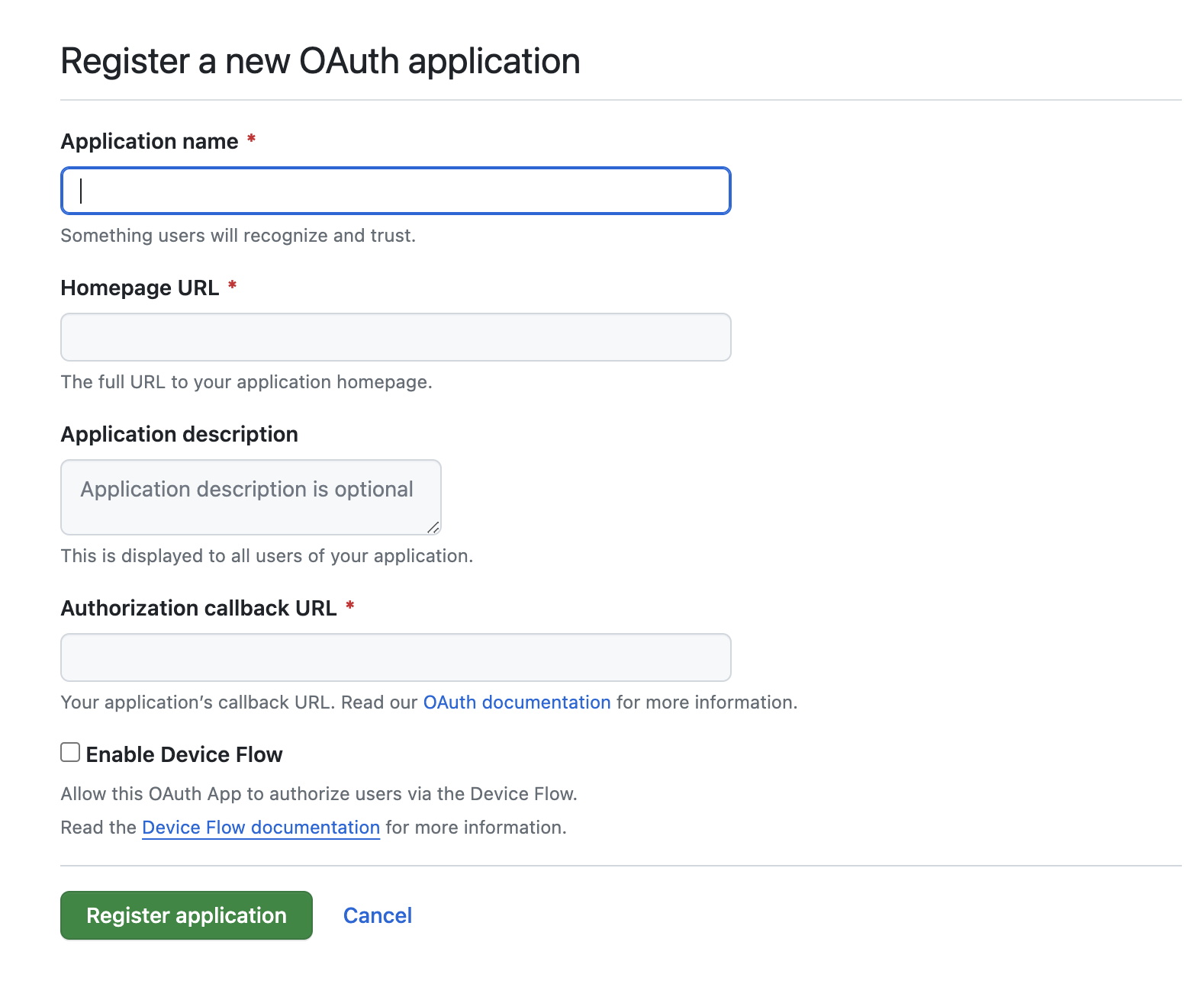 Github Application Registration